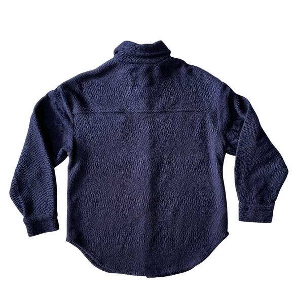 NWT By Anthropologie Bouclé Shacket Shirt Jacket Navy Button Front S - Picture 2 of 7